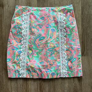 Lilly Pulitzer Corrie Skirt Sand Bar Blu Make A Splash Size‎ 6 Preppy Resortwear